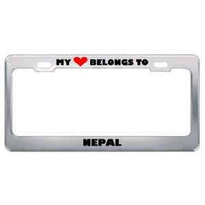  My Heart Belongs To Nepal Country Flag Metal License Plate 