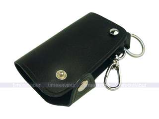 Black Leather Key Holder Wallet Side Buckle with Clip Unisex  