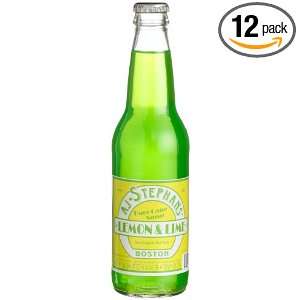 AJ Stephans LEMON LIME GREEN SODA IN LONGNECKS FROM BOSTON , 12 Ounce 