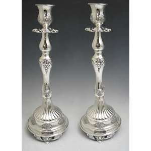  Judaica Silver Plated Candlesticks