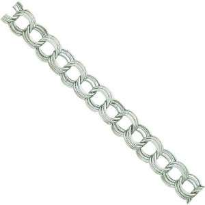  14K White Gold Triple Link Charm Bracelet 7.25 Jewelry