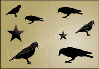 New (2) pc. Stencil set #4 ~ Black Crow with Barn Star in a variety of 