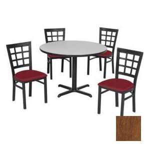  36 Round Table & Window Pane Back Chair Set, Wild Cherry 