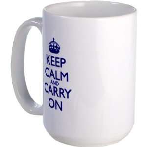  Keep Calm and Carry On Blue Mug FrontBack Military Large 