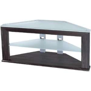  Black Finish Wood 3 Tier TV Stand w/ Glass Shelves