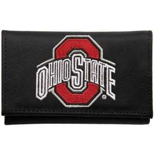  Ohio State Buckeyes Black Leather Embroidered Tri Fold 