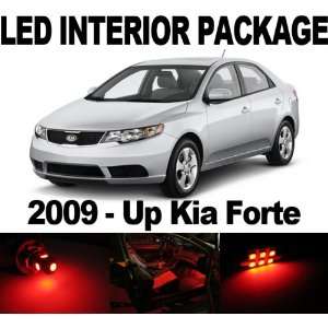 Kia Forte Sedan 2009 Up RED 5 x SMD LED Interior Bulb Package Combo 