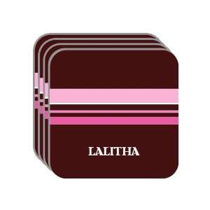 Personal Name Gift   LALITHA Set of 4 Mini Mousepad Coasters (pink 