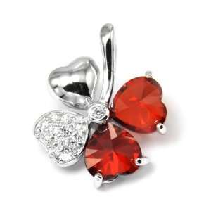 Lab Created Garnet with Cubic Zirconia Pave .925 Fine Sterling Silver 