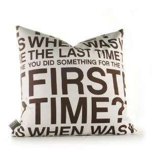 Inhabit First Time Graphic Pillow   in White and Chocolate 