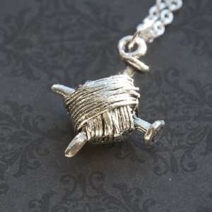  Knitters Yarn Silver Necklace 
