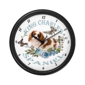  King Charles With Butterflies Pets Wall Clock by  
