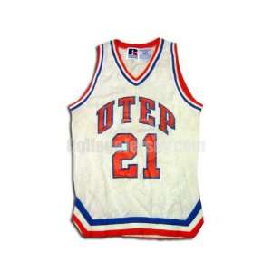 White No. 21 Game Used UTEP Russell Basketball Jersey (SIZE 40 