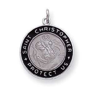  Sterling Silver Enameled St. Christopher Medal Jewelry