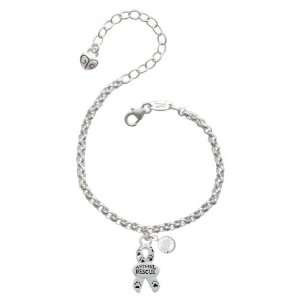  Small Silver Ribbon with Paw Prints Animal Rescue Silver 