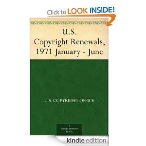 Copyright Renewals, 1971 January   June U.S. Copyright Office 