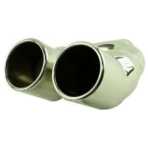   On Stainless Steel Slanted Twin Round Exhaust Muffler Tip Automotive