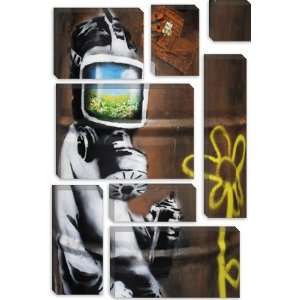  Sunflower Field Gas Mask Girl by Banksy Canvas Painting 