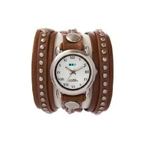   La Mer Collections   Bali Stud Mocha w/ Silver Leather Wrap Watch