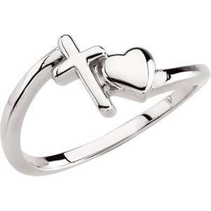   Silver CROSS/HEART CHASTITY RING W/BOX Cross/heart Chastity Ring W/bx