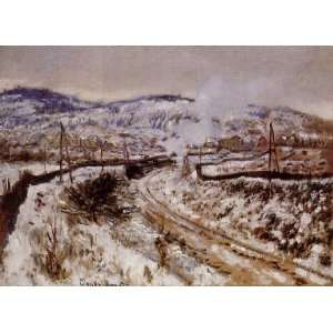   painting name Train in the Snow Argenteuil, by Monet Claude Home