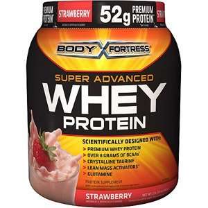 Body Fortress Super Advanced Whey Protein Powder Strawberry, 2lb