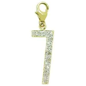   14K Gold 1/10ct HIJ Diamond 7 Spring Ring Charm Arts, Crafts & Sewing