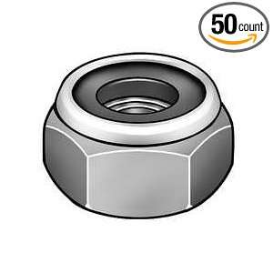 Industrial Grade 12P620 Locknut, Nylon, Gr 5, Zinc, 7/16 20, Pk 50 