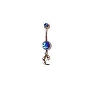  Silver moon & star belly button ring 1/2 Jewelry