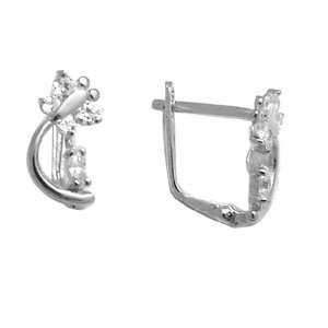   Clear   Spring Time Butterfly 14k White Gold Huggie Earrings Jewelry