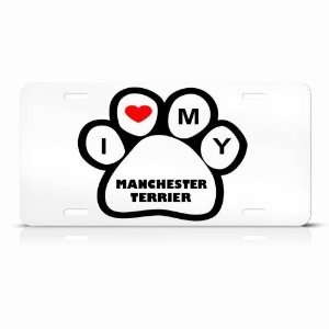Manchester Terrier Dog Dogs White Animal Metal License Plate Wall Sign 