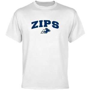  NCAA Akron Zips White Mascot Arch T shirt  Sports 