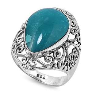   Ring with Genuine Turquoise Stone  Unisex Ring   Size 6 Jewelry