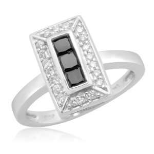  10k White Gold Black and White Diamond Ring (2/5 cttw, I J 