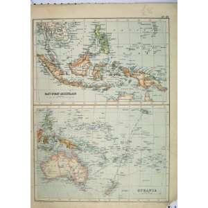  C1890 Antique Colour Map Oceania Indian Archipelago