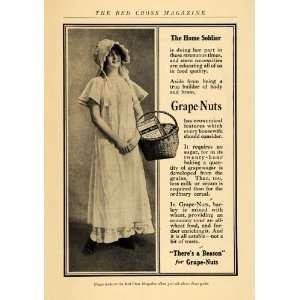  1918 Ad Grape Nuts Cereal WWI Home Economy Soldier Girl 