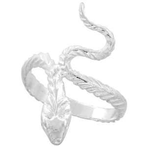  Sterling Silver Diamond Cut Snake Ring, size 6.5 Jewelry
