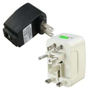  Universal Asia AC Power Travel Adapter Plug + 2 Port USB 