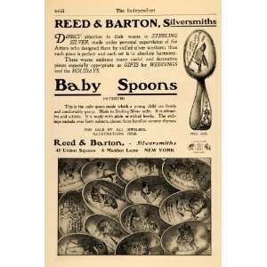 1900 Ad Reed Barton Sterling Silver Baby Spoons RARE   Original Print 