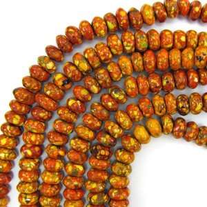 12mm orange mosaic flower turquoise rondelle beads 16  