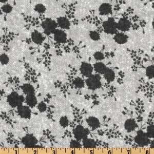 43 Wide Timeless Treasures Tailor Flannel Floral Tweed Grey Fabric 