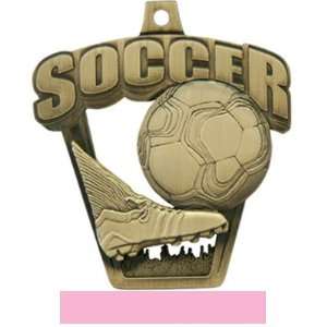   Soccer Medal M 712S GOLD MEDAL/PINK RIBBON 2.5