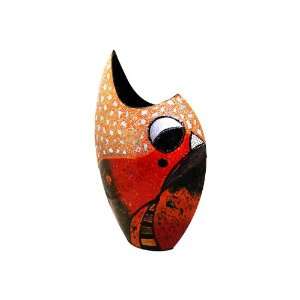 Abstract bird lacquer decorative high cresent vase 14