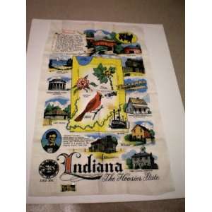  Indiana The Hoosier State    Pure Linen Cloth with Scenes 