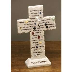  Lords Prayer Cross With Stand   8 inch