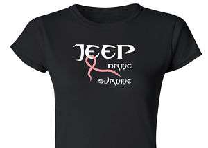 Breast Cancer Support Jeep Drive Survive Tribal Shirt  