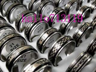 50 PCS Spin band black stainless steel rings wholesale  