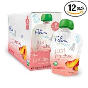 Plum Organics Baby Just Fruit, Peaches, 3.17 Ounce Pouches (Pack of 12 