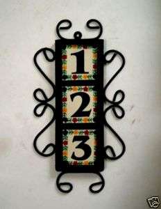 Mexican Tiles Talavera House Numbers & Iron Frame  