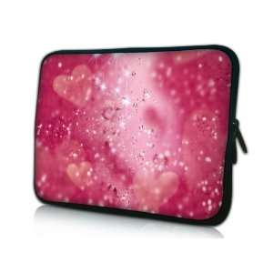 10 10.2 Netbook / Laptop Sleeve pink hearts with a splash of water